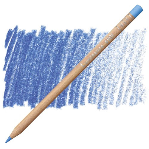 Pack of 3 Caran d'Ache Luminance Cobalt Blue pencils featuring creamy leads and high lightfast ratings for vibrant artwork.