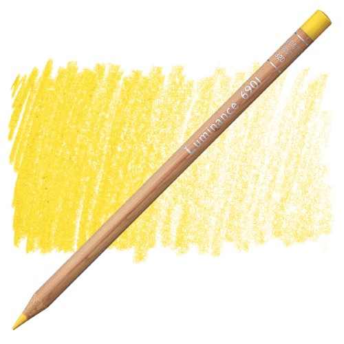 Caran D’ache Luminance Pencils in Golden Basmati Yellow, pack of 3, featuring creamy leads and high lightfastness for artists.