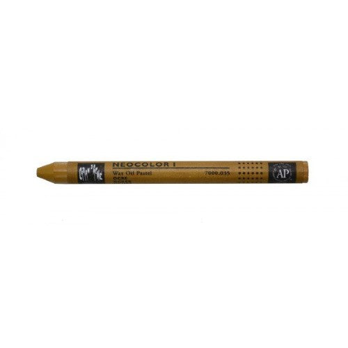 Pack of 10 Caran D’ache Neocolor 1 wax oil pastels in ochre, known for smooth texture, vibrant colors, and water resistance.