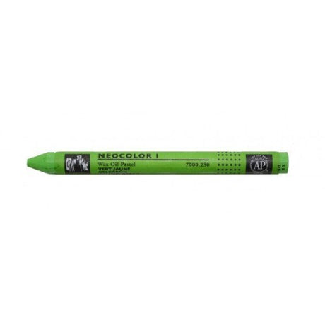 Pack of 10 Caran D’Ache Neocolor 1 wax oil pastels in vibrant Yel.Green, ideal for artists and versatile creative projects.