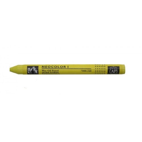 Pack of 10 Caran d’Ache Neocolor I Wax Oil pastels in vibrant Lem Yellow, ideal for artists and educators for versatile creativity.