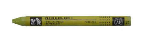 Caran D’Ache Neocolor 1 Wax Oil Pastels in Lt Olive, pack of 10, ideal for vibrant, water-resistant artwork and blending techniques.