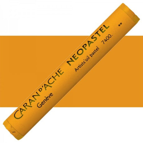 Set of 3 Caran d'Ache Neopastel Golden Ochre pastels, featuring soft texture and vibrant pigmentation for versatile artistry.