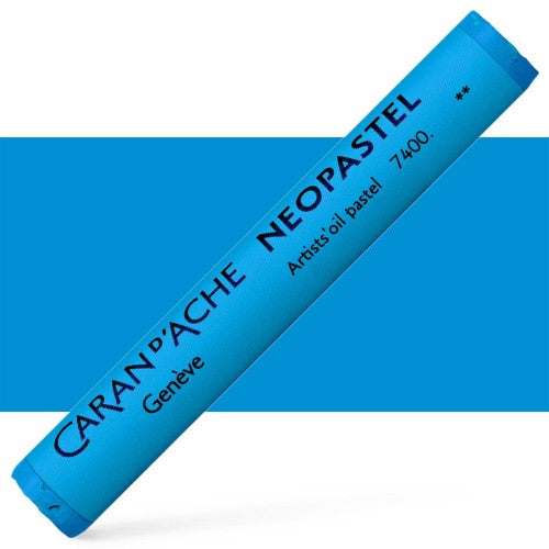 Set of 3 Caran d'Ache Neopastel Lt Blue pastels, featuring vibrant, soft, and high-quality pigments for versatile artwork.