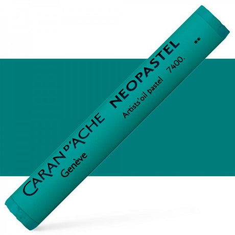 Set of 3 Caran d'Ache Neopastel Greenish Blue oil pastels with soft texture and vibrant pigment for versatile artistic expression.