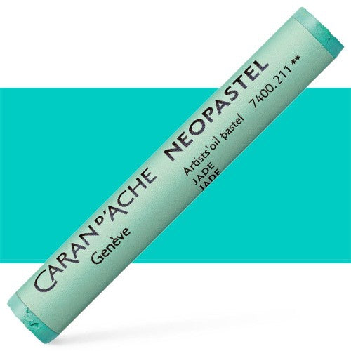 Set of 3 Caran d'Ache Neopastel Jade Green artist pastels, known for vibrant colors and superior light resistance.