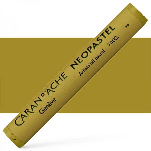 Set of 3 Caran d'Ache Neopastel Olive pastels, featuring velvety texture and high pigment for vibrant artistic creations.