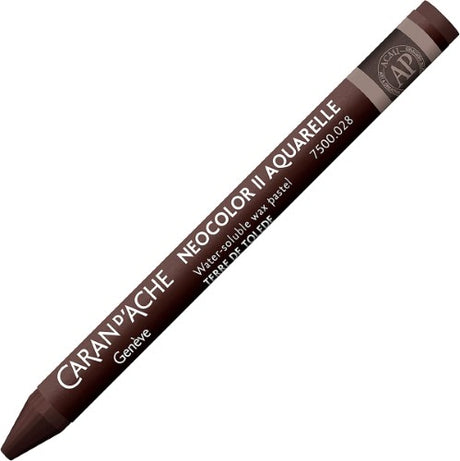 Caran D’ache Neocolor II Toledo Brown crayon, ideal for blending and layering in wet and dry art techniques.