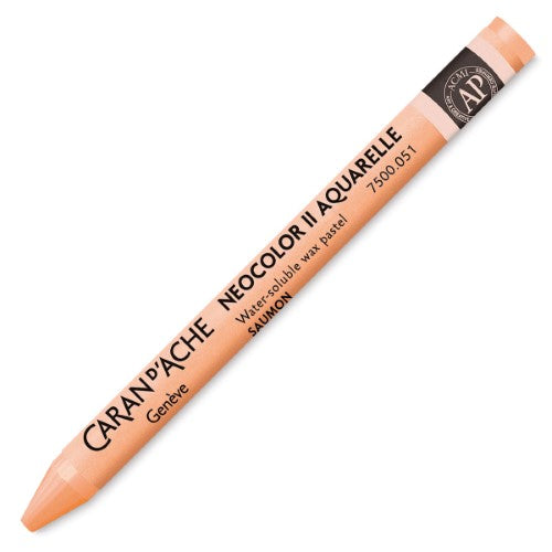 Pack of 10 Caran D’ache Neocolor II salmon crayons, featuring high pigment concentration and water-soluble versatility for artists.