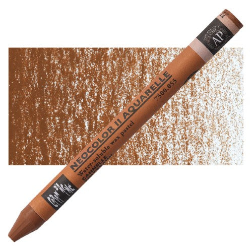 Pack of 10 Caran d'Ache Neocolor II Cinnamon crayons, known for vibrant colors and versatility in various art techniques.