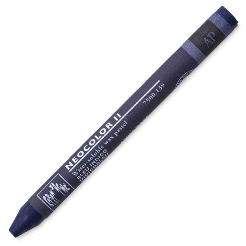 Caran d'Ache Neocolor II Indigo Blue crayons, pack of 10, perfect for vibrant artwork with excellent lightfastness and blending.