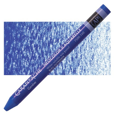 Vibrant Ultra Blue water-soluble crayons in a pack of 10, ideal for blending and watercolor effects in art.