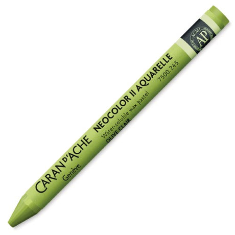 Pack of 10 Caran D’ache Neocolor II Light Olive crayons, high-quality, versatile, suitable for wet and dry techniques.