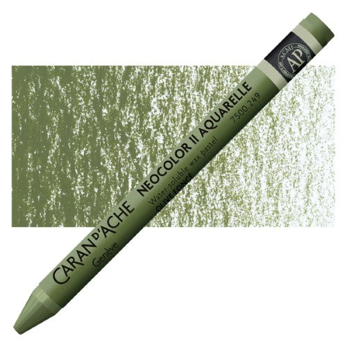 Caran D’ache Neocolor II Olive Crayon set of 10, vibrant colors with excellent lightfastness for artistic creativity.