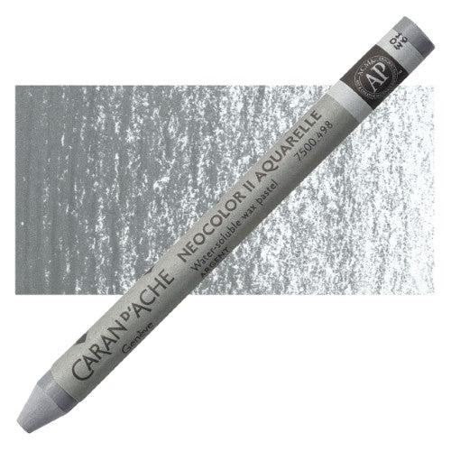 Pack of 10 Caran d'Ache Neocolor II Silver Crayons, featuring vibrant, lightfast colors for versatile wet and dry techniques.