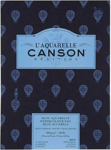 Canson Heritage Pad 23x31, 300g R; premium 100% cotton watercolor paper for vibrant colors and flawless brush strokes.