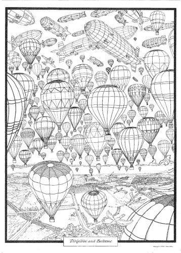 Colorful doodle art poster featuring balloons, designed for all ages to spark creativity and enhance fine motor skills.