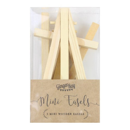 Rustic Country Mini Easels - Pack of 3, lightweight wooden displays for art, photos, and decor with a charming distressed finish.