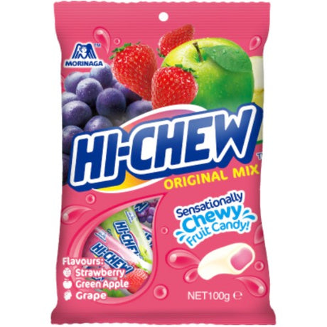 Hi-Chew Original 100g bag pack of 6, featuring fruity and chewy candies for a delightful snacking experience.