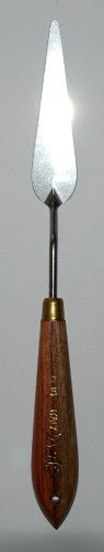 Das 1316 Painting Knife: flexible spring steel blade with a cranked handle for comfort and precision in various painting techniques.