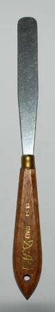 Das 1354 Palette Knife with cranked handle for precise paint application, made from durable spring steel in Italy.