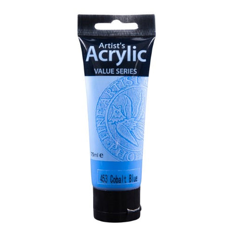 Phoenix Acrylic 75ml Cobalt Blue: vibrant, quick-drying paint perfect for artists and hobbyists, safe for all ages.