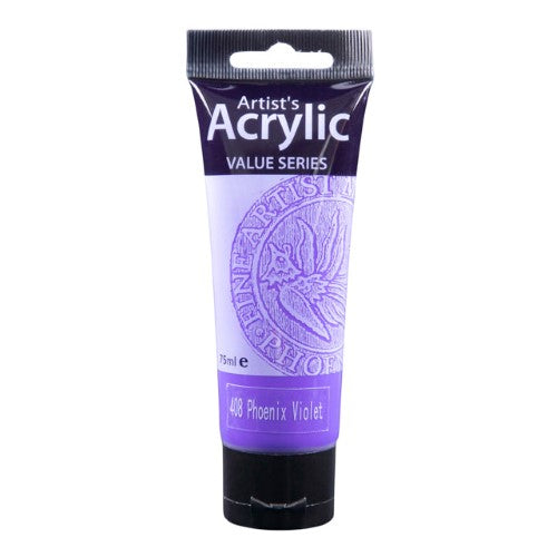 Vibrant 75ml violet acrylic paint for artists, offering smooth consistency for blending and layering in various projects.