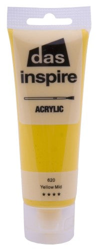 Vibrant Phoenix Acrylic 75ml Yellow Mid paint tube for artists, ideal for canvas, wood, and paper with excellent coverage.