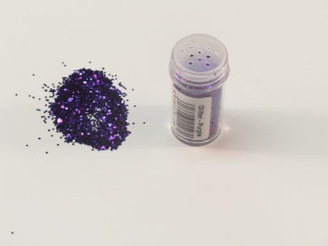 Ultra-fine 1/24" purple glitter in a 10g package, perfect for scrapbooking and arts & crafts projects. Non-toxic and safe for all ages.