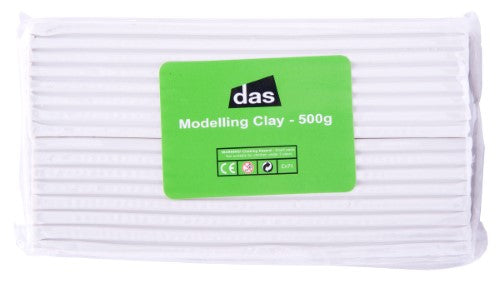Das Modelling Clay 500g White: Soft, non-drying clay, ideal for artists and kids to create and reuse intricate designs.