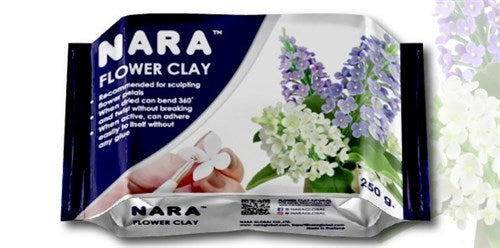 Nara Clay - FLOWER CLAY 250g, a flexible air-drying clay for crafting intricate flower petals and stems in vibrant colors.