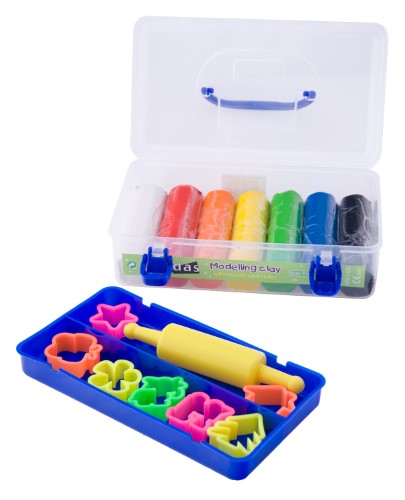 Colorful Das Modelling Clay pack including 7 vibrant colors, ideal for safe and creative sculpting for all ages.