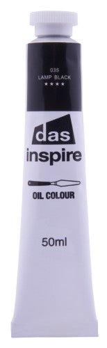 Das Inspire Oil 50ml Lamp Black: high-quality oil paint for rich, vibrant blacks, perfect for artists at any skill level.