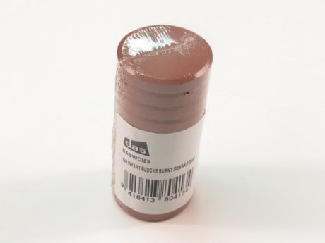 Burnt Sienna tempera paint block, rich earthy tone, smooth opaque finish, ideal for artistic projects and blending techniques.