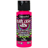 DecoArt Black Light Neon 2oz PINK paint in a vibrant pink shade, perfect for glow-in-the-dark art projects and crafts.