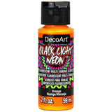 Vibrant 2oz orange neon paint for crafts, glows under black light, ideal for creative projects and decorations.