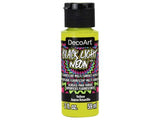 DecoArt Black Light Neon Yellow paint in 2oz, ideal for vibrant crafts and glowing decor under black light.