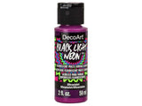 DecoArt Black Light Neon 2oz paint in vibrant purple, perfect for glowing art and crafts under black light.