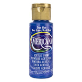 A 2oz bottle of Americana Acrylic paint in True Blue, ideal for versatile use in art and crafts with a vibrant matte finish.