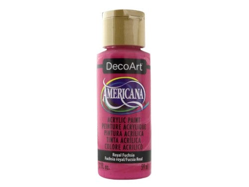 Vibrant 2oz Americana Acrylic paint in Royal Fuchsia, perfect for versatile art and craft projects with superior coverage.