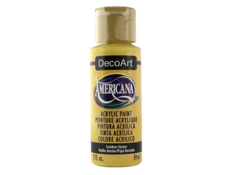 Americana Acrylics 2oz in Golden Straw, a versatile water-based paint ideal for art, crafts, and DIY projects with vibrant color.