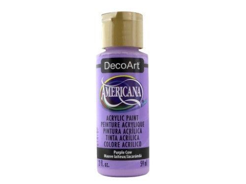 Vivid Americana Acrylics 2oz Purple Cow paint, ideal for artists and crafters with its smooth texture and versatile applications.