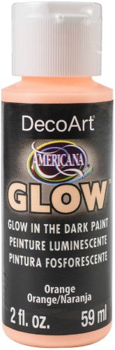 Vibrant glow-in-the-dark acrylic paint in Glow Orange, perfect for crafts and suitable for various surfaces.