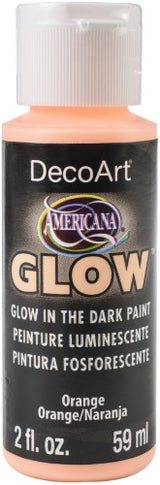 Vibrant glow-in-the-dark acrylic paint in Glow Orange, perfect for crafts and suitable for various surfaces.