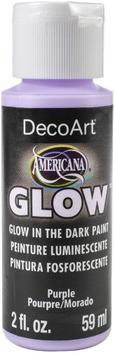 Vibrant 2oz purple phosphorescent acrylic paint, perfect for daytime projects and dramatic night-time glow effects.