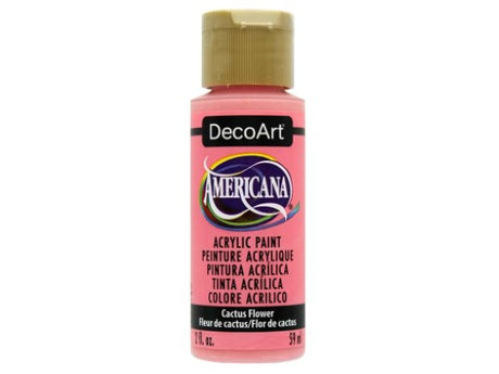 Americana Acrylics 2oz Cactus Flower: vibrant paint ideal for artists, perfect for various surfaces and easy cleanup.