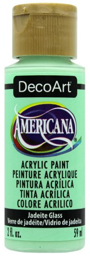 Vibrant jade-green Americana Acrylics paint in a 2oz bottle, perfect for various crafting and fine art applications.