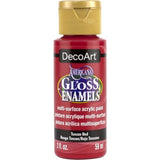 Americana Gloss Enamel in Tuscan Red, a versatile 2oz acrylic paint for various surfaces and projects.