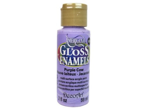 Americana Gloss Enamel in Purple Cow is a vibrant, multi-surface acrylic paint for crafts, offering a glossy, durable finish.