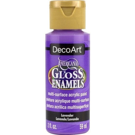 Americana Gloss Enamel Lavender in a 2oz bottle, perfect for multi-surface applications and vibrant, durable crafts.